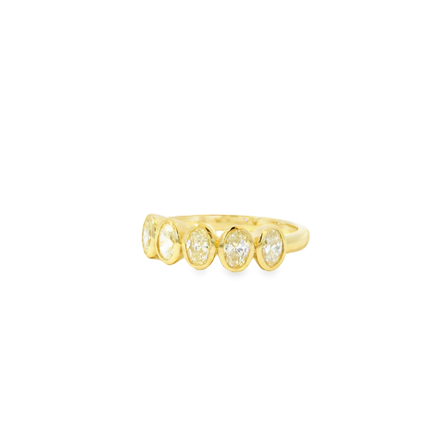 14k Yellow Gold 1.00ctw Set Oval Cut Diamond Halfway Ring