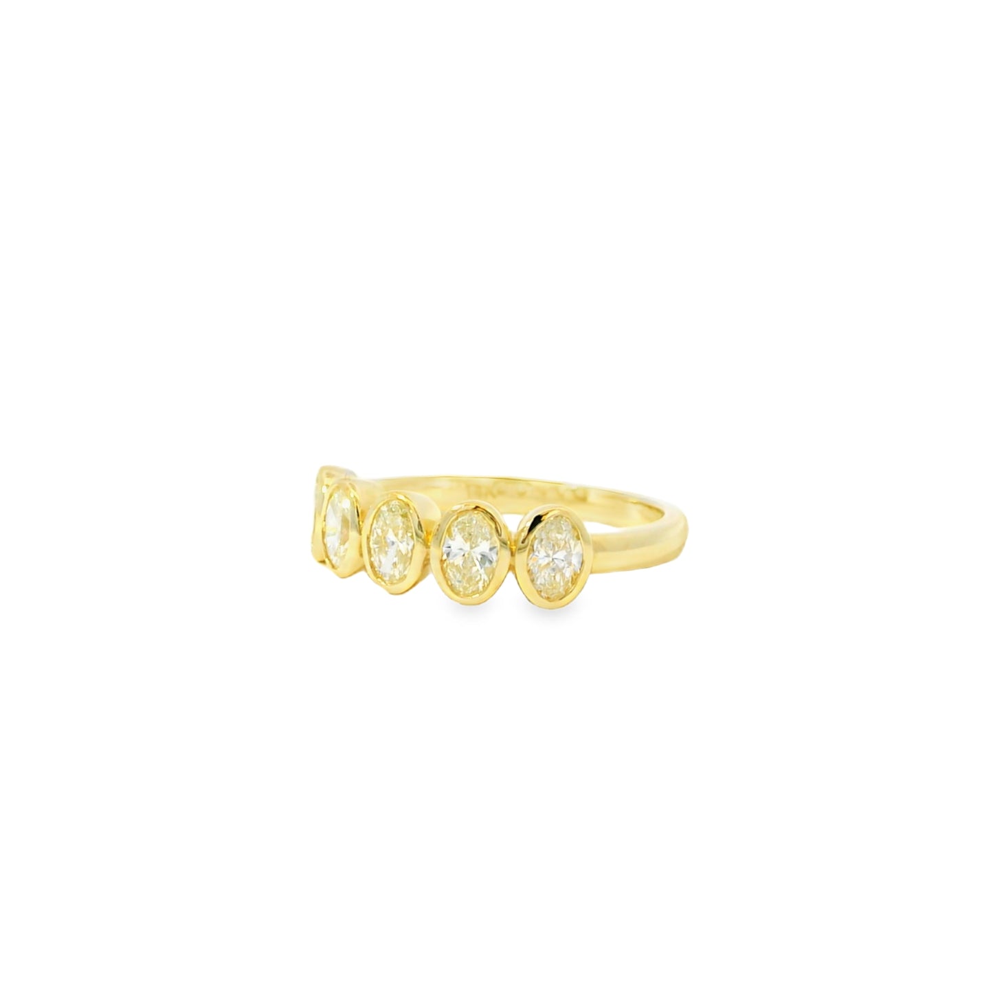 14k Yellow Gold 1.00ctw Set Oval Cut Diamond Halfway Ring
