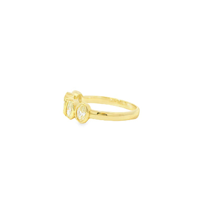 14k Yellow Gold 1.00ctw Set Oval Cut Diamond Halfway Ring