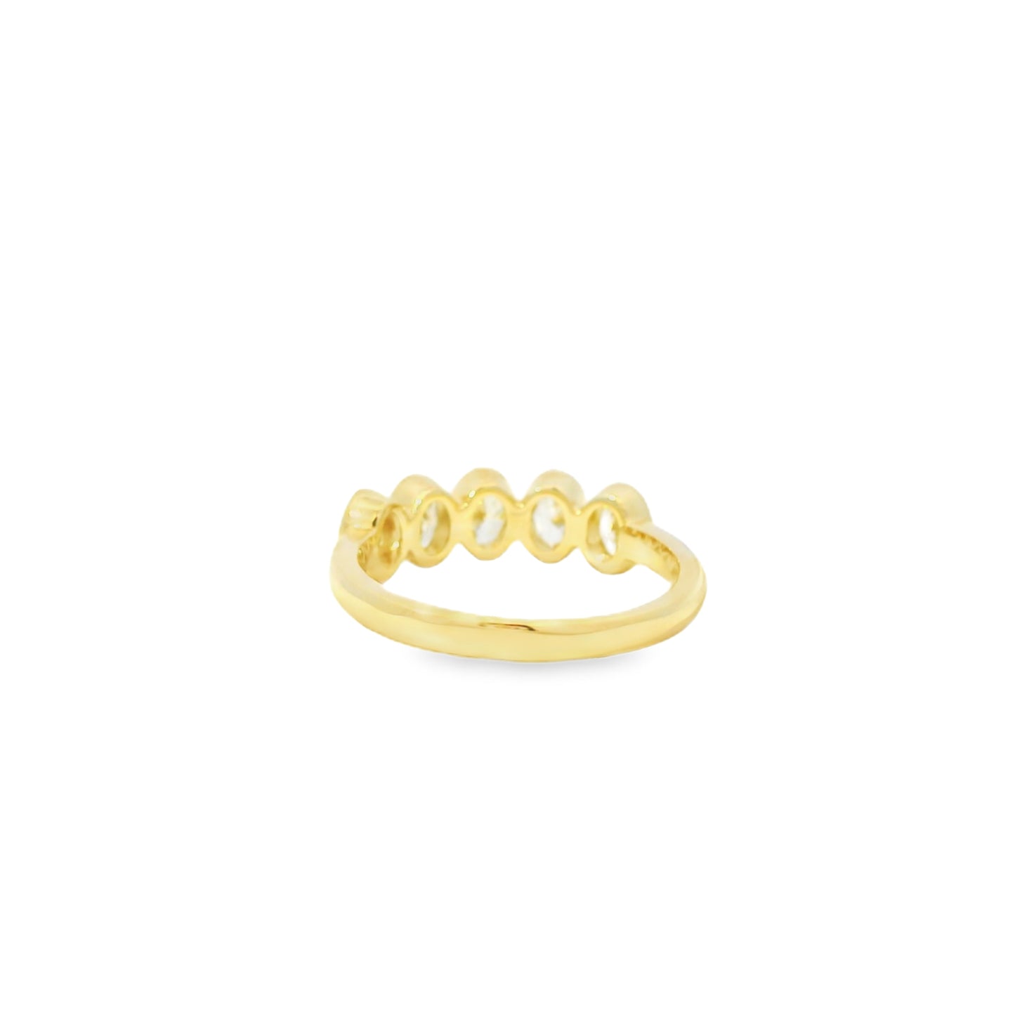 14k Yellow Gold 1.00ctw Set Oval Cut Diamond Halfway Ring