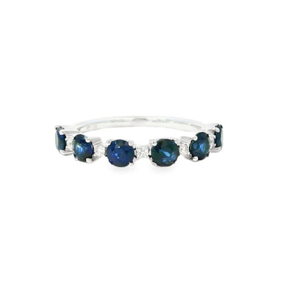 14k White Gold 1.50ct Sapphire and 0.06ct Round Brilliant Diamonds in a Half Way Ring