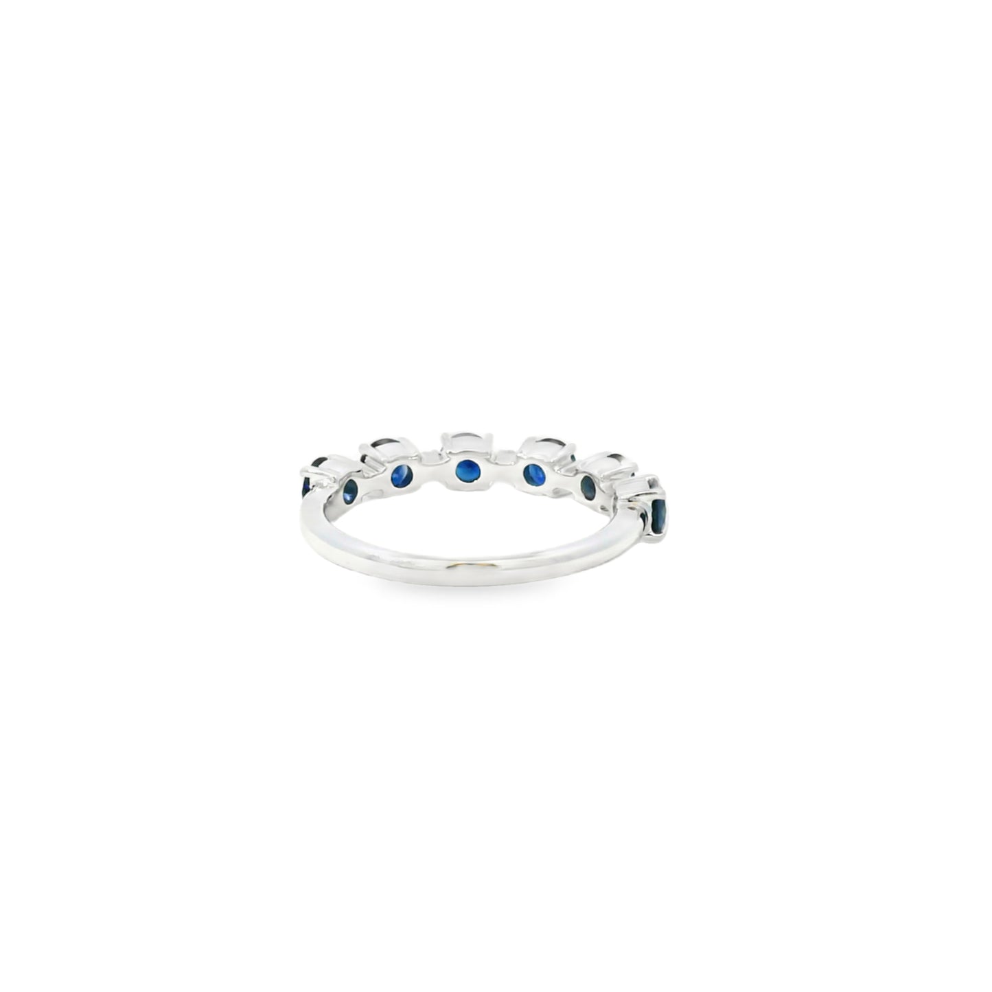 14k White Gold 1.50ct Sapphire and 0.06ct Round Brilliant Diamonds in a Half Way Ring