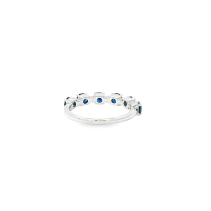 14k White Gold 1.50ct Sapphire and 0.06ct Round Brilliant Diamonds in a Half Way Ring
