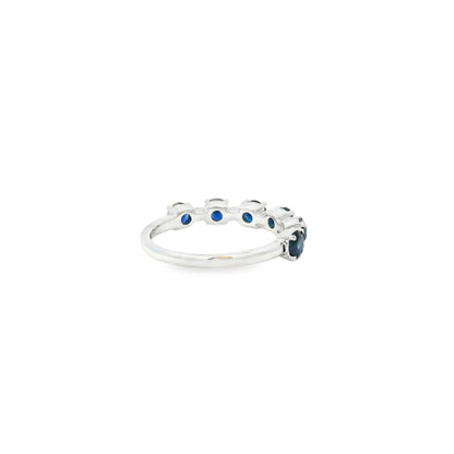 14k White Gold 1.50ct Sapphire and 0.06ct Round Brilliant Diamonds in a Half Way Ring