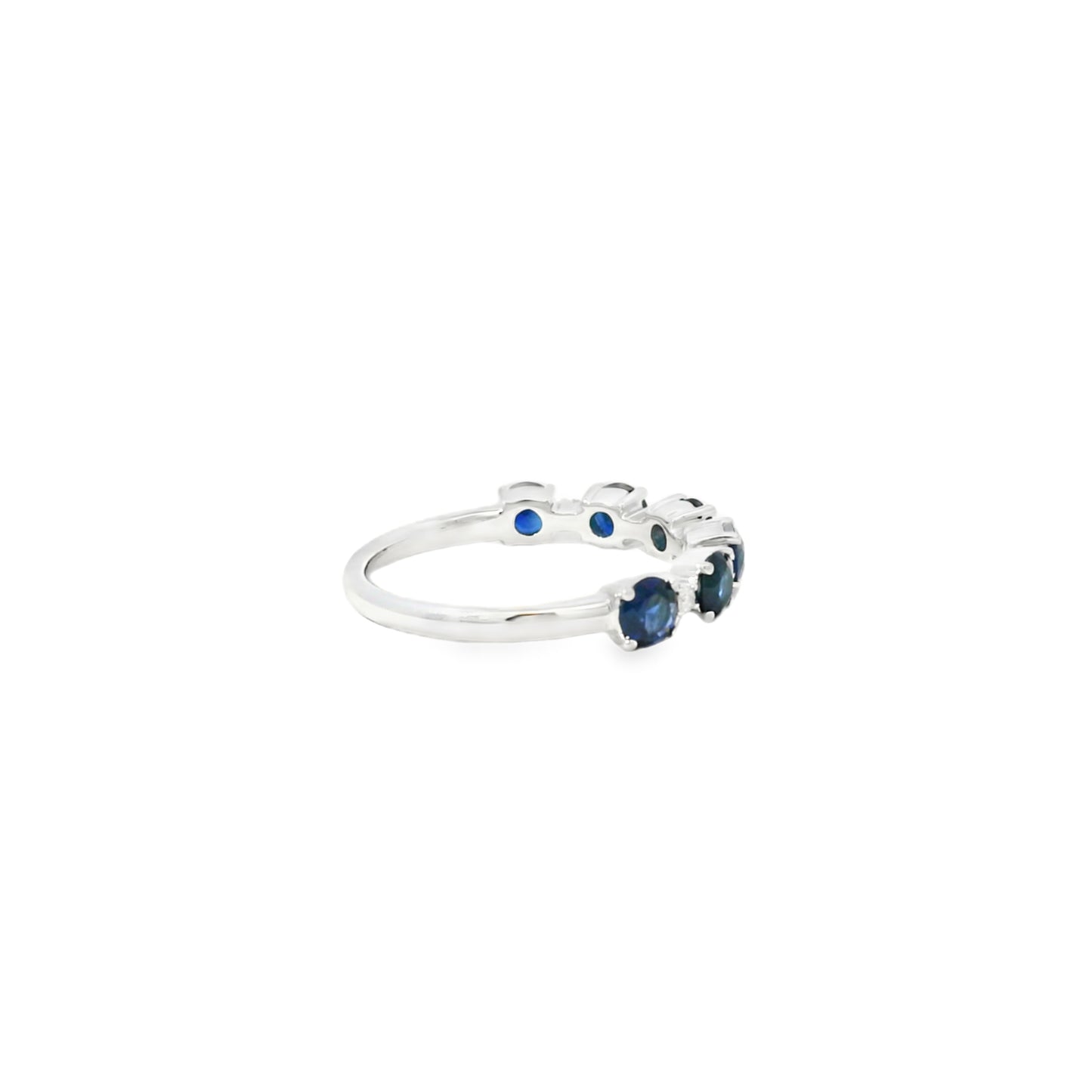 14k White Gold 1.50ct Sapphire and 0.06ct Round Brilliant Diamonds in a Half Way Ring