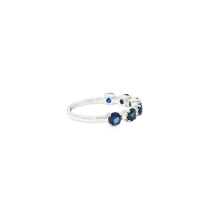 14k White Gold 1.50ct Sapphire and 0.06ct Round Brilliant Diamonds in a Half Way Ring