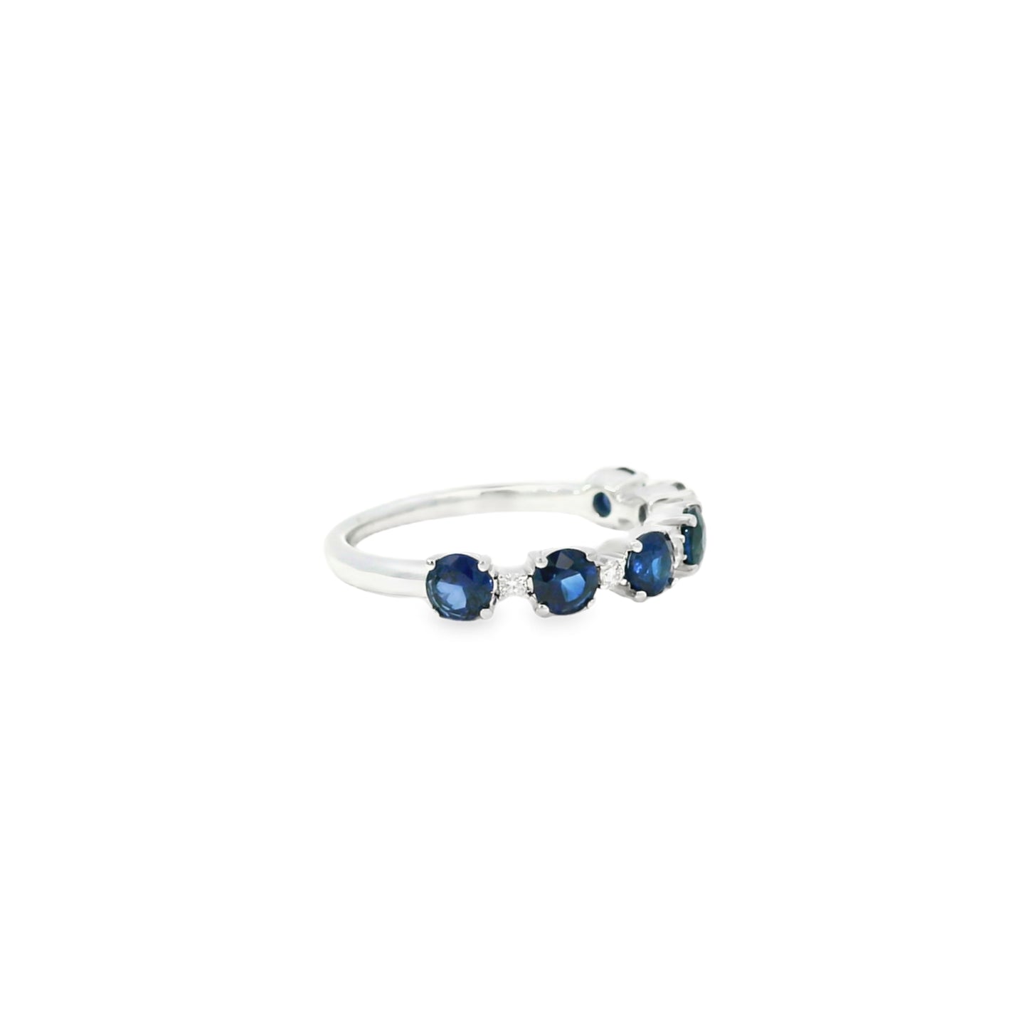 14k White Gold 1.50ct Sapphire and 0.06ct Round Brilliant Diamonds in a Half Way Ring