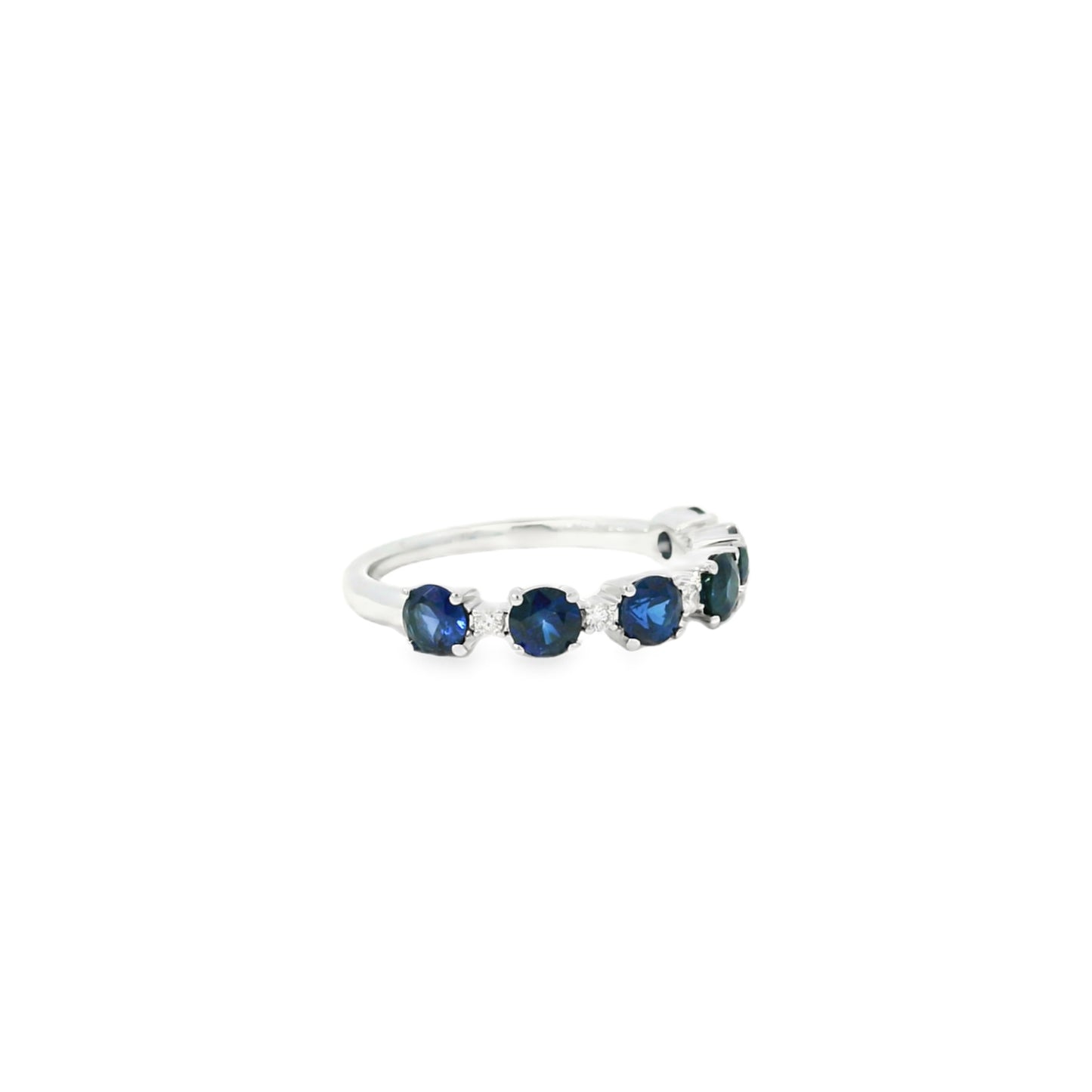 14k White Gold 1.50ct Sapphire and 0.06ct Round Brilliant Diamonds in a Half Way Ring