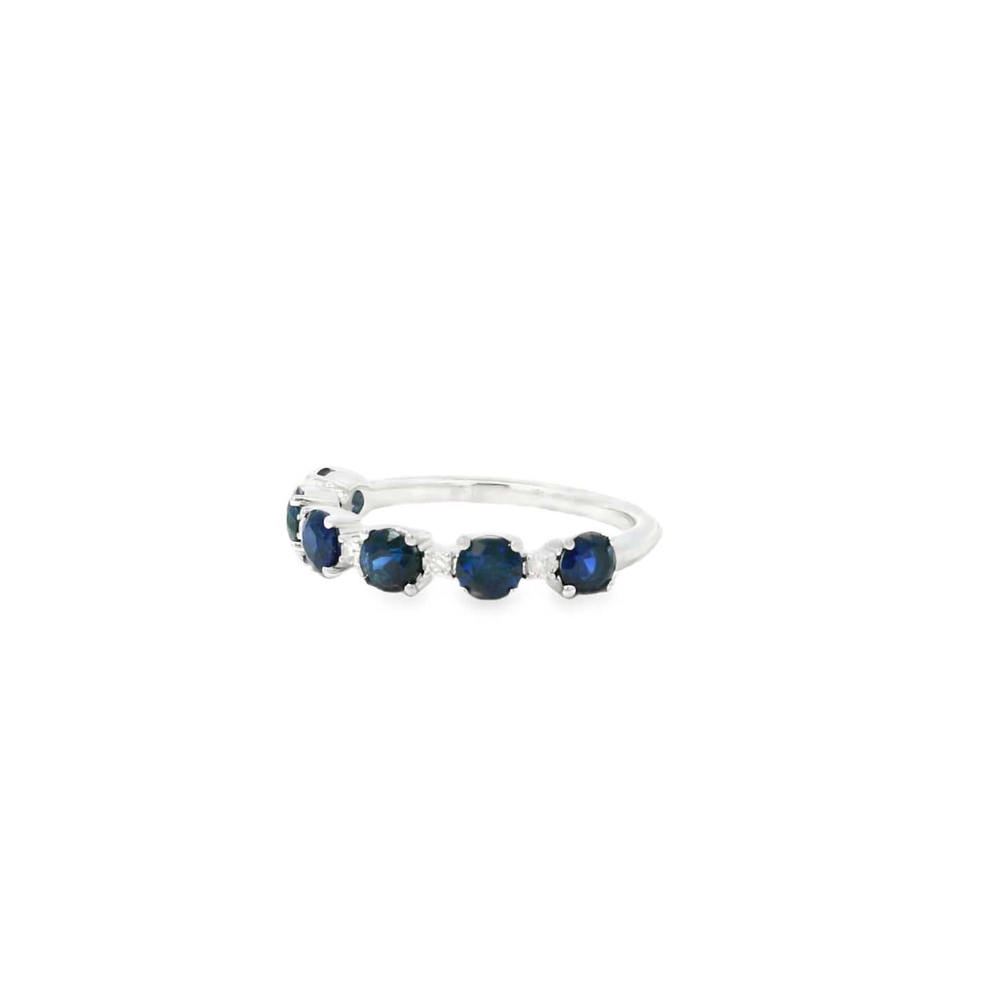 14k White Gold 1.50ct Sapphire and 0.06ct Round Brilliant Diamonds in a Half Way Ring