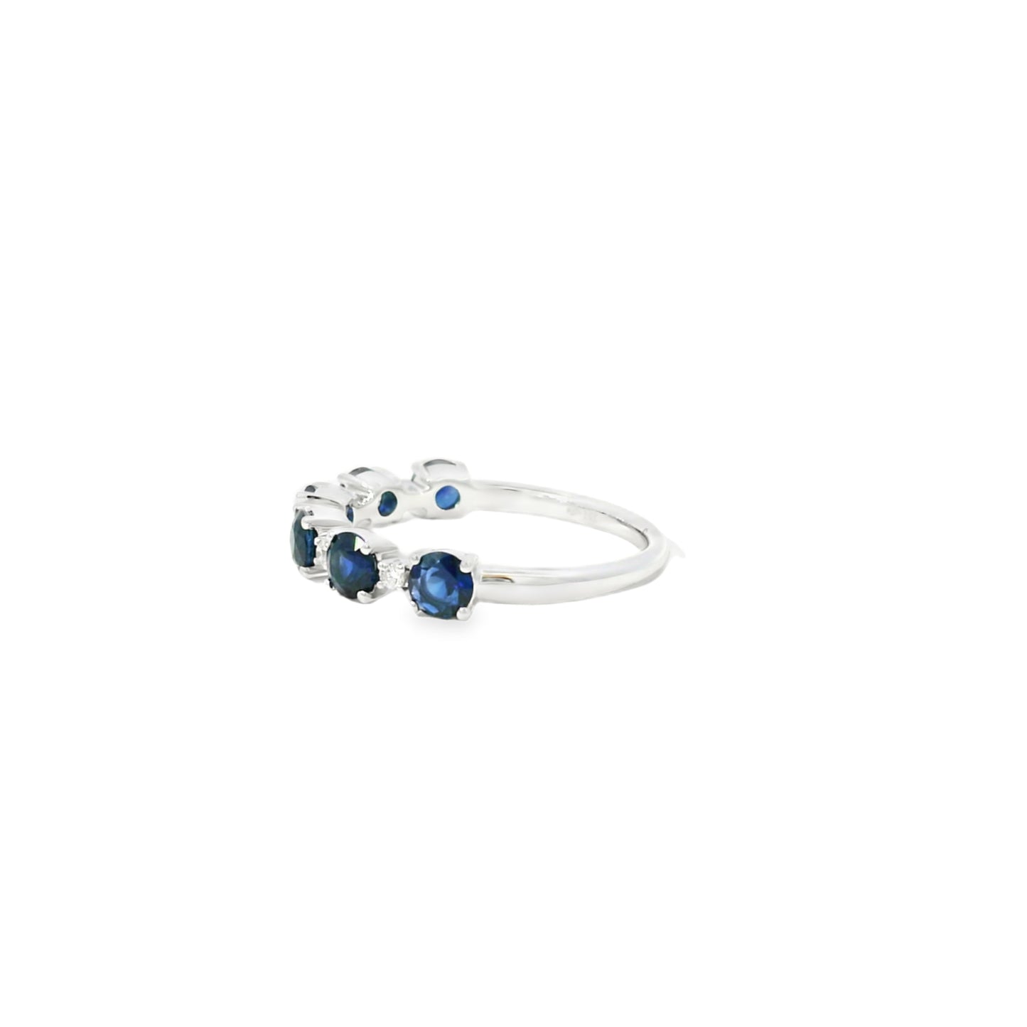 14k White Gold 1.50ct Sapphire and 0.06ct Round Brilliant Diamonds in a Half Way Ring