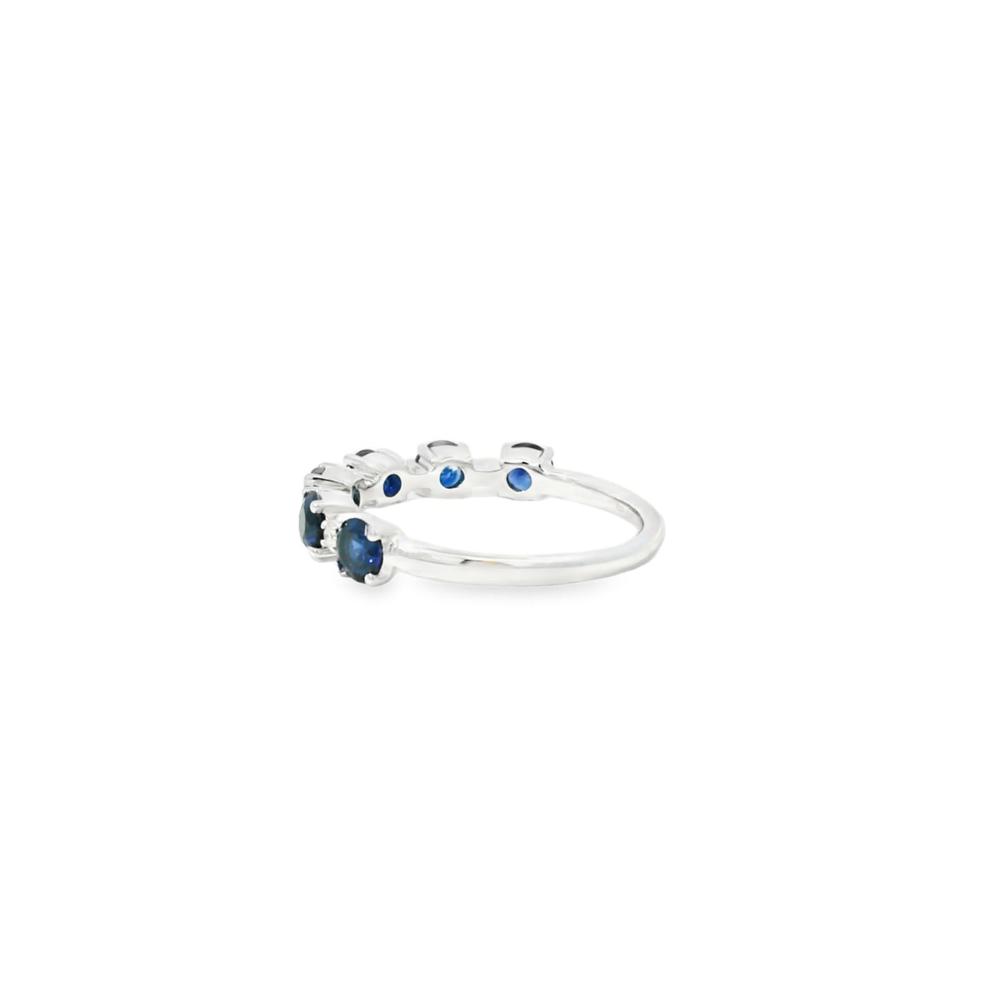 14k White Gold 1.50ct Sapphire and 0.06ct Round Brilliant Diamonds in a Half Way Ring