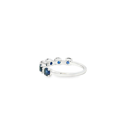 14k White Gold 1.50ct Sapphire and 0.06ct Round Brilliant Diamonds in a Half Way Ring