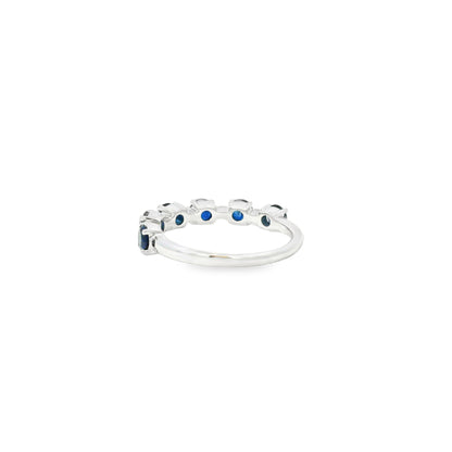 14k White Gold 1.50ct Sapphire and 0.06ct Round Brilliant Diamonds in a Half Way Ring