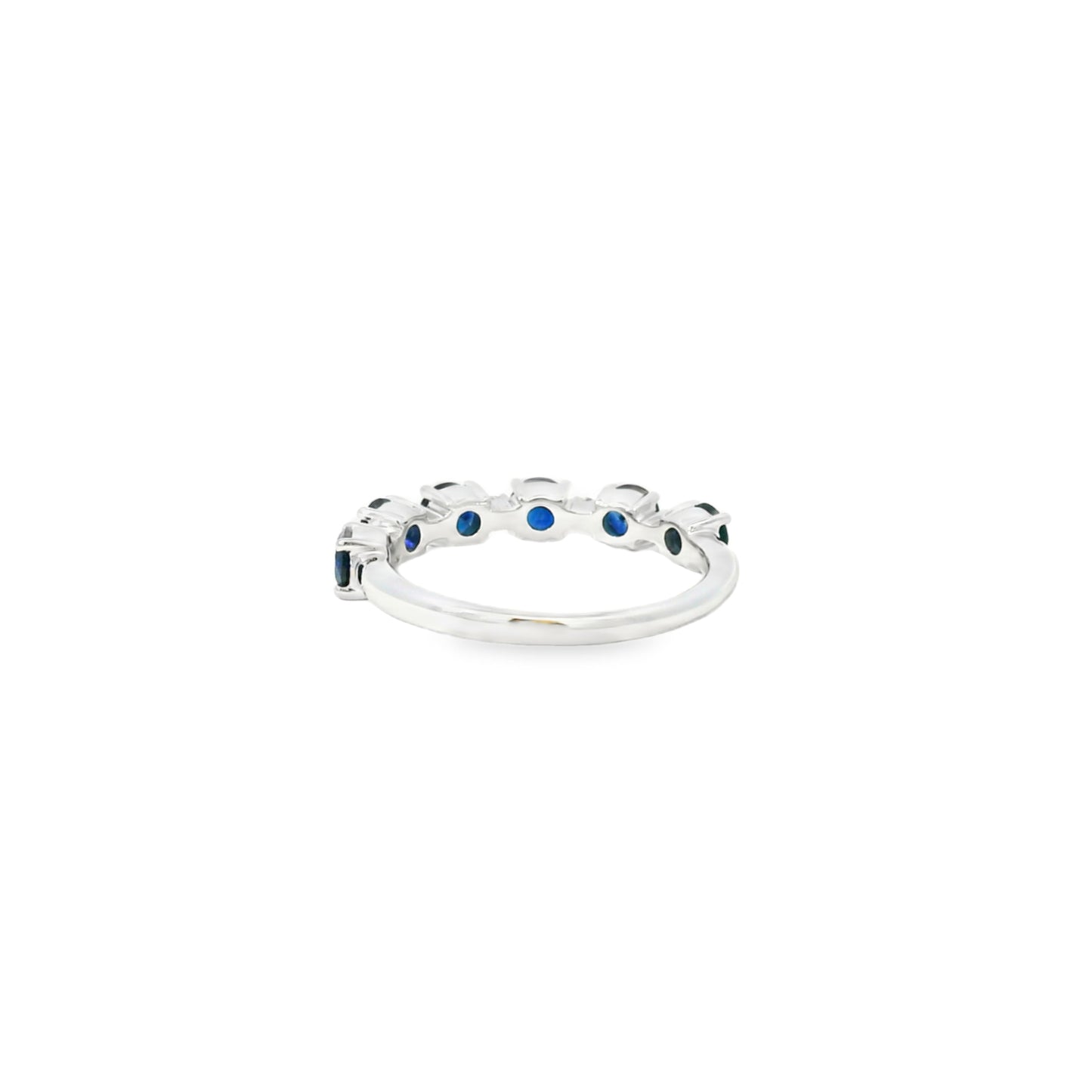 14k White Gold 1.50ct Sapphire and 0.06ct Round Brilliant Diamonds in a Half Way Ring