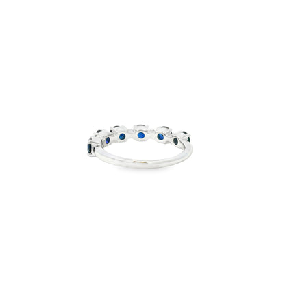 14k White Gold 1.50ct Sapphire and 0.06ct Round Brilliant Diamonds in a Half Way Ring