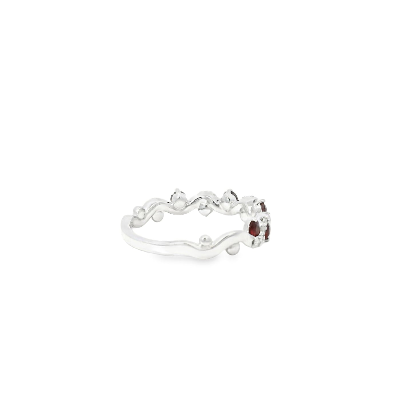 14k White Gold 0.50ct Rubies and 0.20ct Round Brilliant Diamonds in a Wave Ring Band