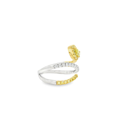 14k White & Yellow Gold 0.30ct Pear-Cut and 0.29ct Round Diamonds in a Bypass Ring