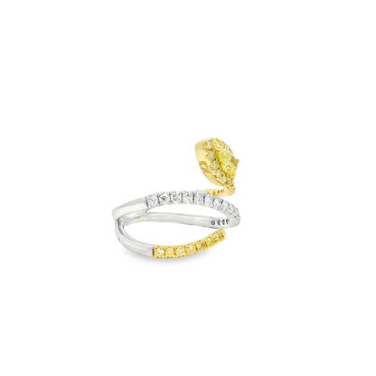14k White & Yellow Gold 0.30ct Pear-Cut and 0.29ct Round Diamonds in a Bypass Ring