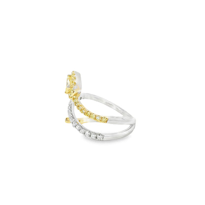 14k White & Yellow Gold 0.30ct Pear-Cut and 0.29ct Round Diamonds in a Bypass Ring