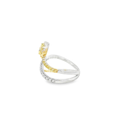 14k White & Yellow Gold 0.30ct Pear-Cut and 0.29ct Round Diamonds in a Bypass Ring