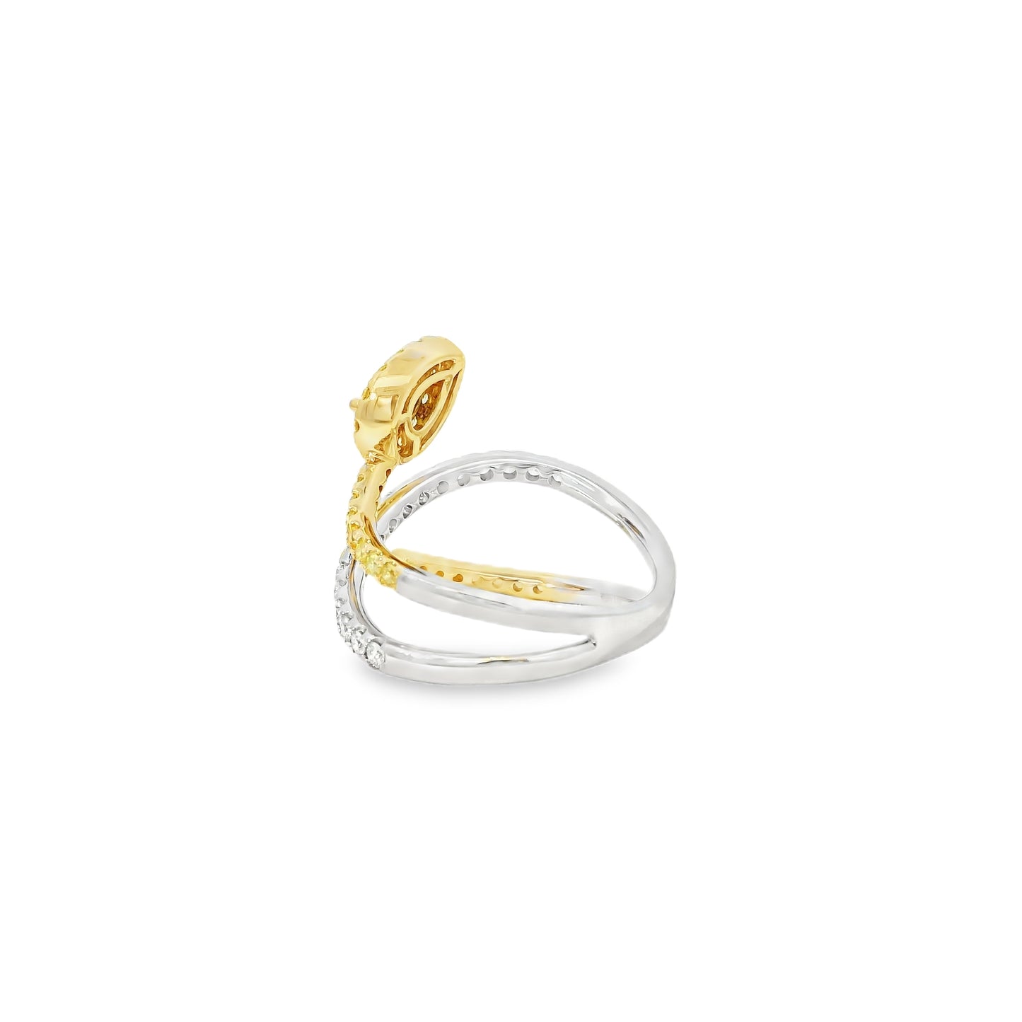 14k White & Yellow Gold 0.30ct Pear-Cut and 0.29ct Round Diamonds in a Bypass Ring