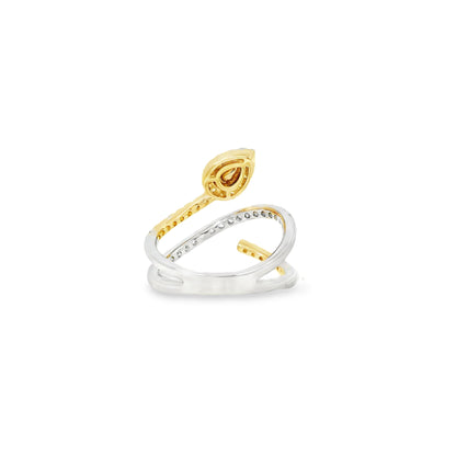 14k White & Yellow Gold 0.30ct Pear-Cut and 0.29ct Round Diamonds in a Bypass Ring