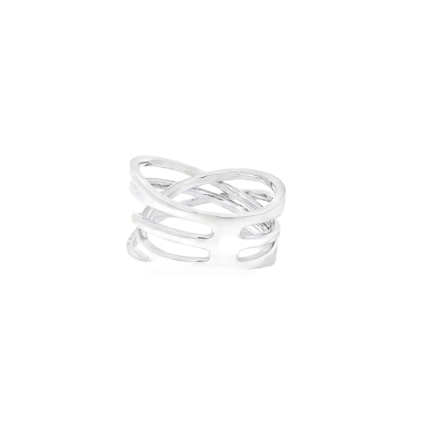 14k White Gold 0.92ctw Round Brilliant Diamonds in a Criss-Cross Ring