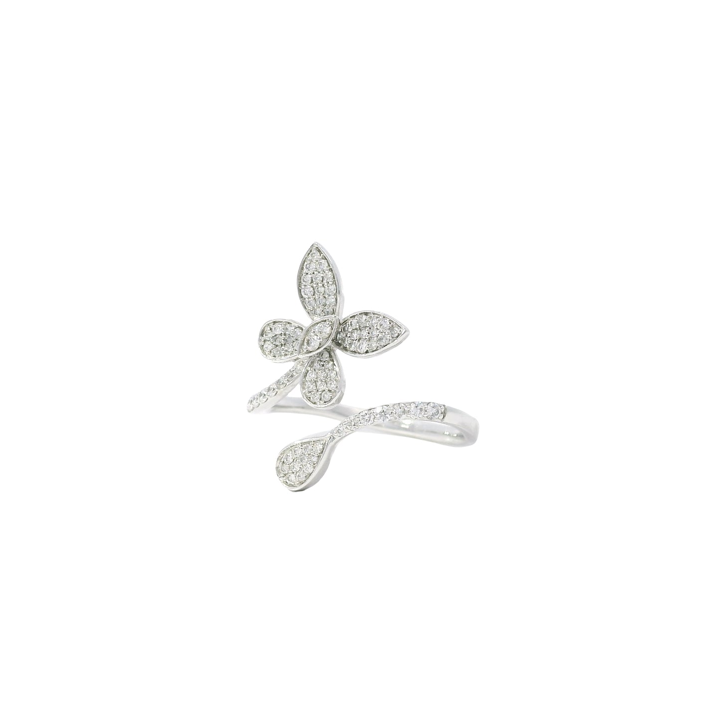 14k White Gold 0.33ctw Round Brilliant Diamonds in a Butterfly Ring