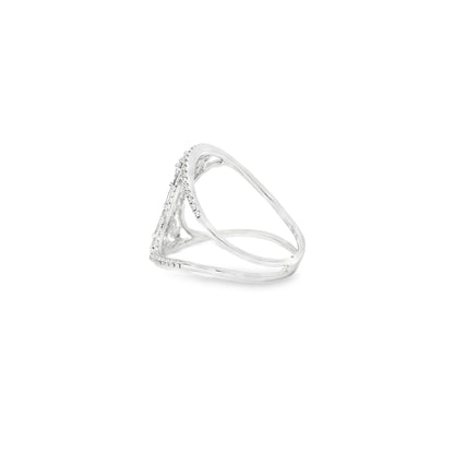 14k White Gold 0.17ct Baguette Cut and 0.31ct Round Brilliant Diamonds Split Shank Ring