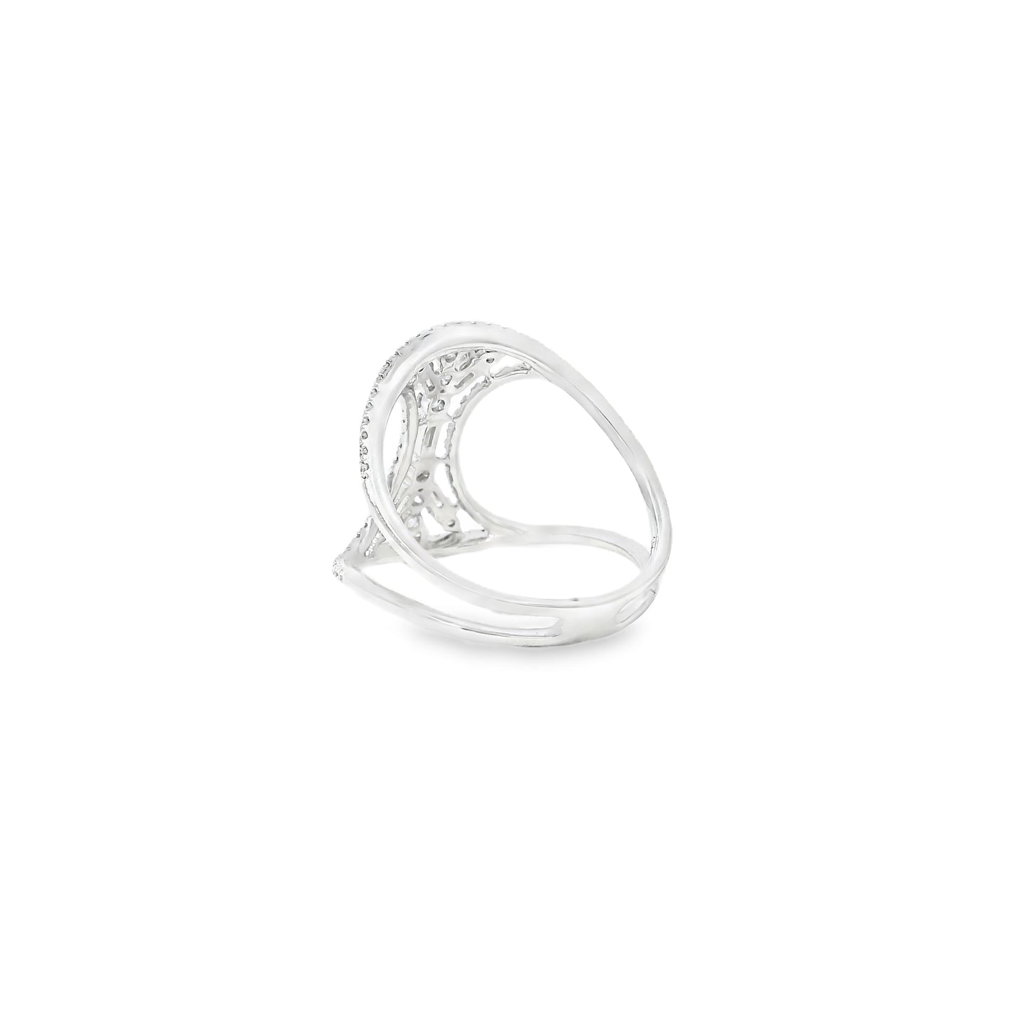 14k White Gold 0.17ct Baguette Cut and 0.31ct Round Brilliant Diamonds Split Shank Ring