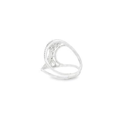 14k White Gold 0.17ct Baguette Cut and 0.31ct Round Brilliant Diamonds Split Shank Ring