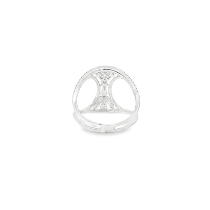 14k White Gold 0.17ct Baguette Cut and 0.31ct Round Brilliant Diamonds Split Shank Ring