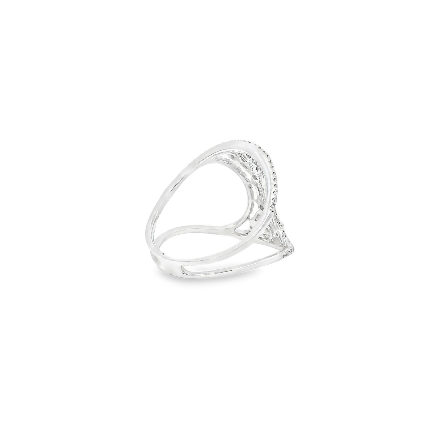 14k White Gold 0.17ct Baguette Cut and 0.31ct Round Brilliant Diamonds Split Shank Ring