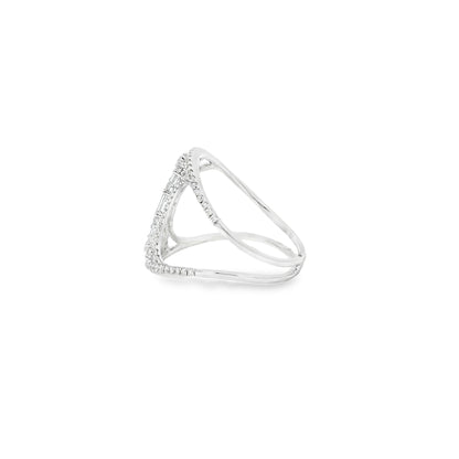 14k White Gold 0.17ct Baguette Cut and 0.31ct Round Brilliant Diamonds Split Shank Ring