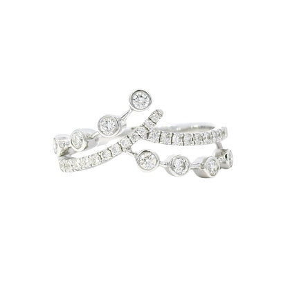 14k White Gold 0.34ctw Round Brilliant diamonds in a V-Shaped Ring Band