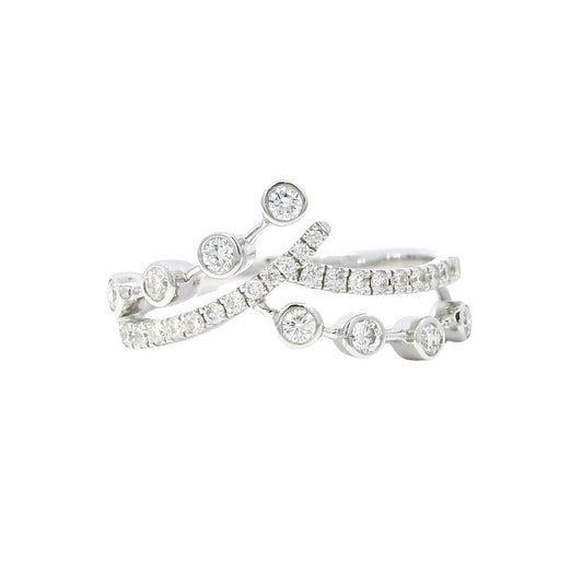 14k White Gold 0.34ctw Round Brilliant diamonds in a V-Shaped Ring Band