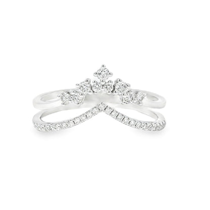 14k White Gold 0.23ctw Round Brilliant Diamonds in a V-Shaped Ring