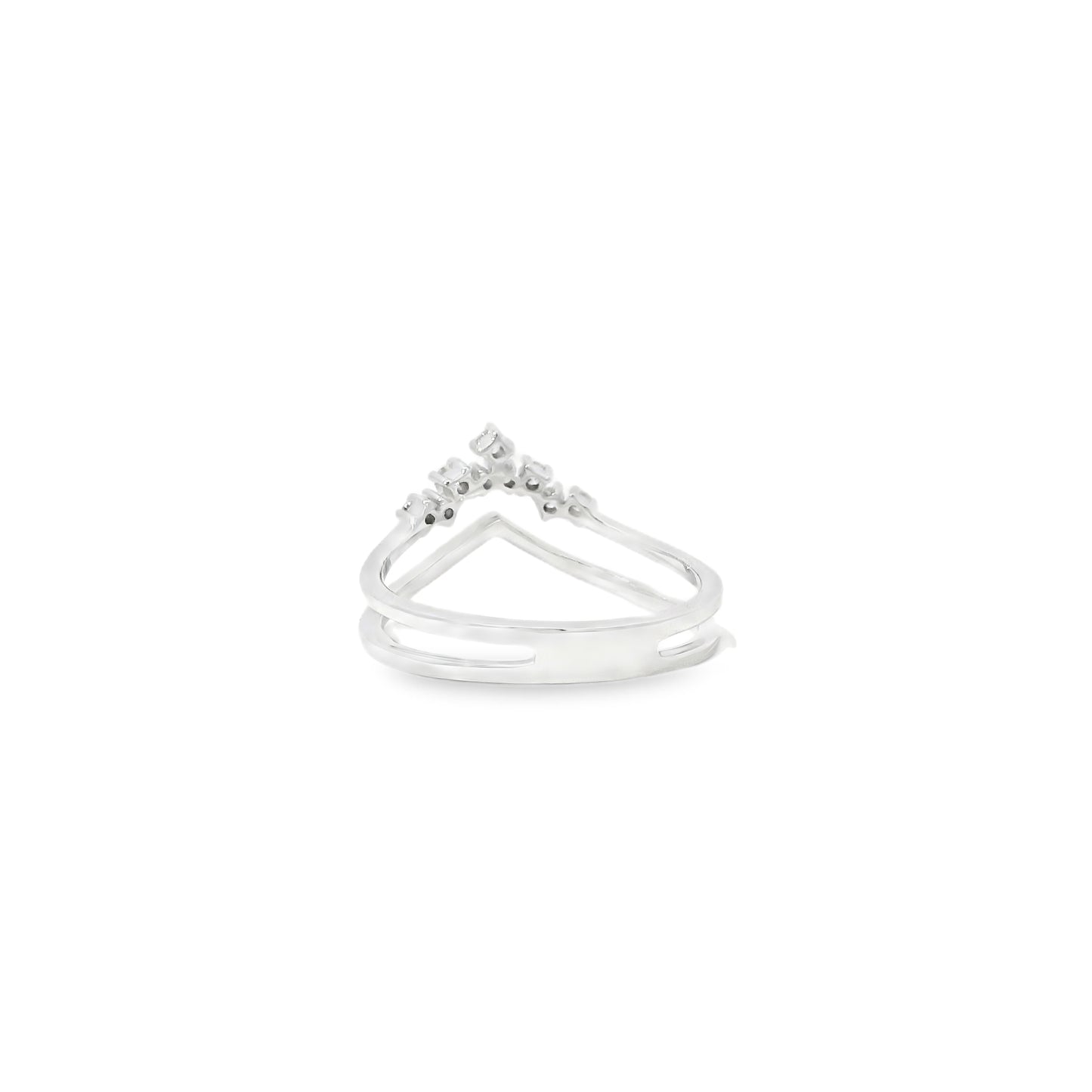 14k White Gold 0.23ctw Round Brilliant Diamonds in a V-Shaped Ring