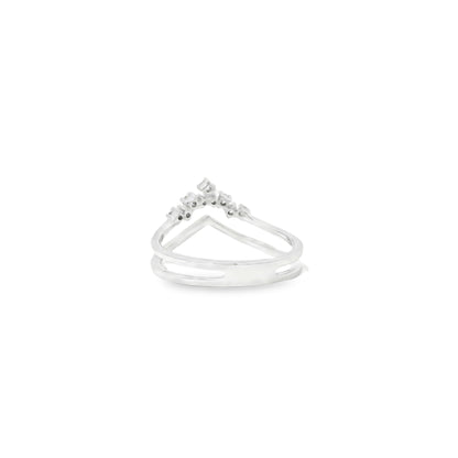 14k White Gold 0.23ctw Round Brilliant Diamonds in a V-Shaped Ring