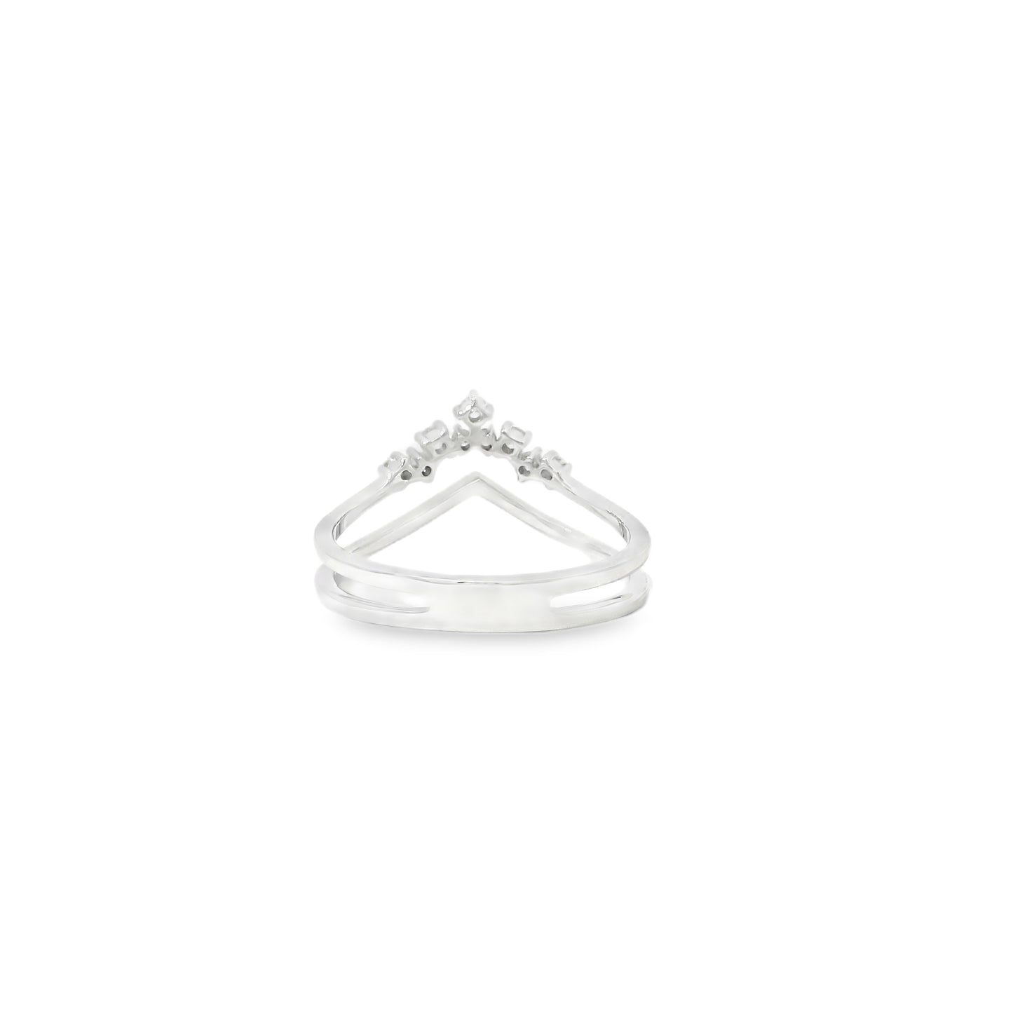 14k White Gold 0.23ctw Round Brilliant Diamonds in a V-Shaped Ring