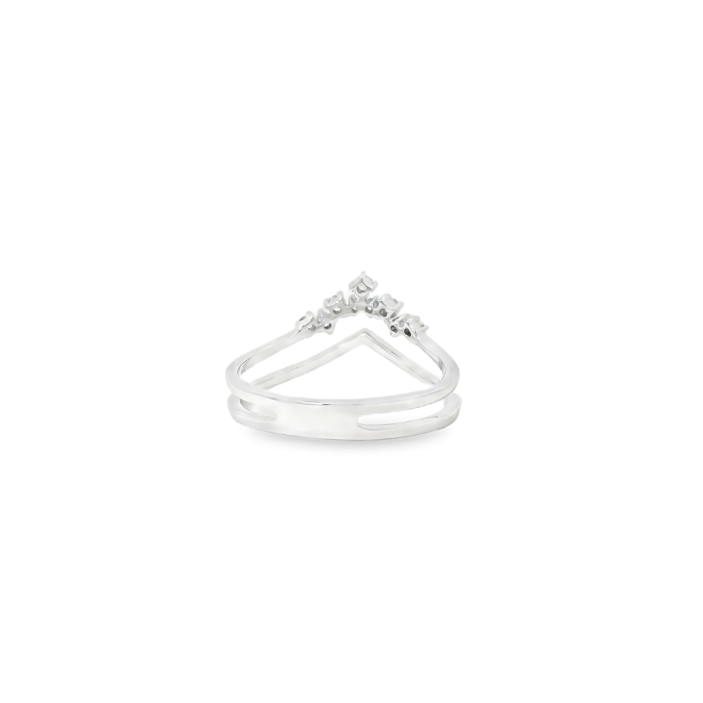 14k White Gold 0.23ctw Round Brilliant Diamonds in a V-Shaped Ring