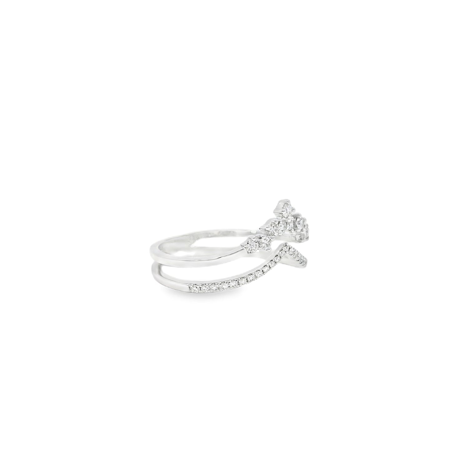 14k White Gold 0.23ctw Round Brilliant Diamonds in a V-Shaped Ring