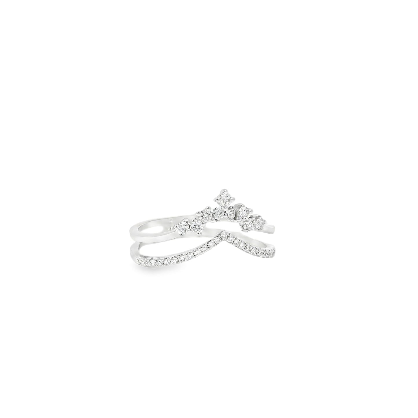 14k White Gold 0.23ctw Round Brilliant Diamonds in a V-Shaped Ring