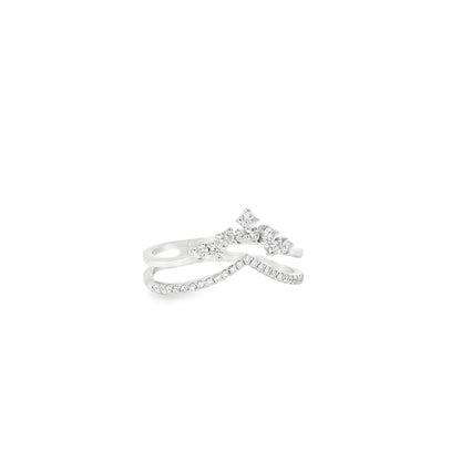 14k White Gold 0.23ctw Round Brilliant Diamonds in a V-Shaped Ring