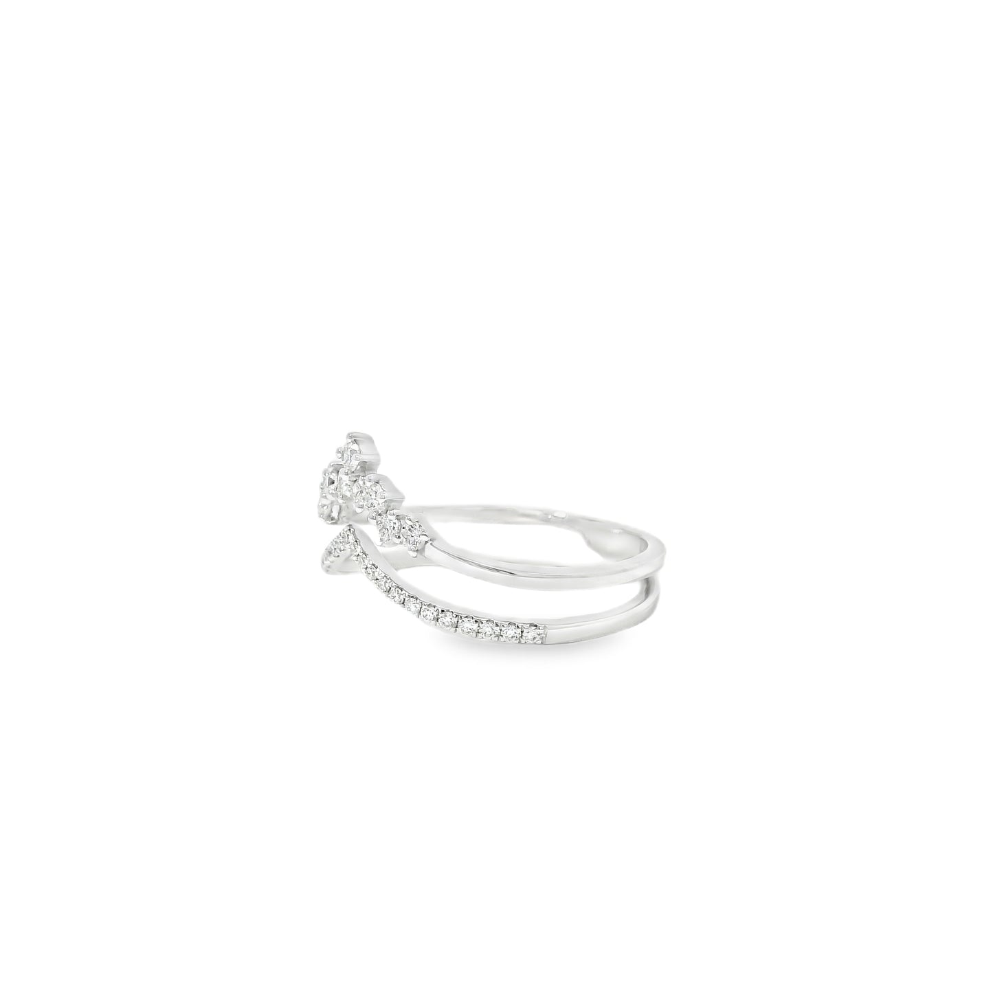 14k White Gold 0.23ctw Round Brilliant Diamonds in a V-Shaped Ring