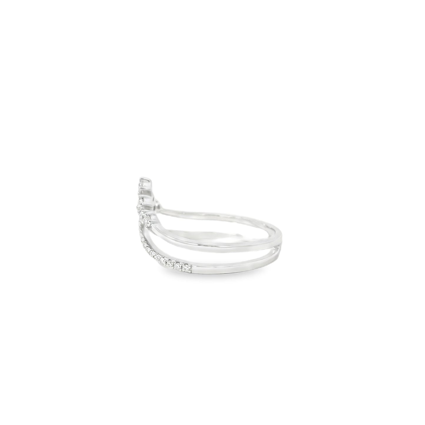 14k White Gold 0.23ctw Round Brilliant Diamonds in a V-Shaped Ring