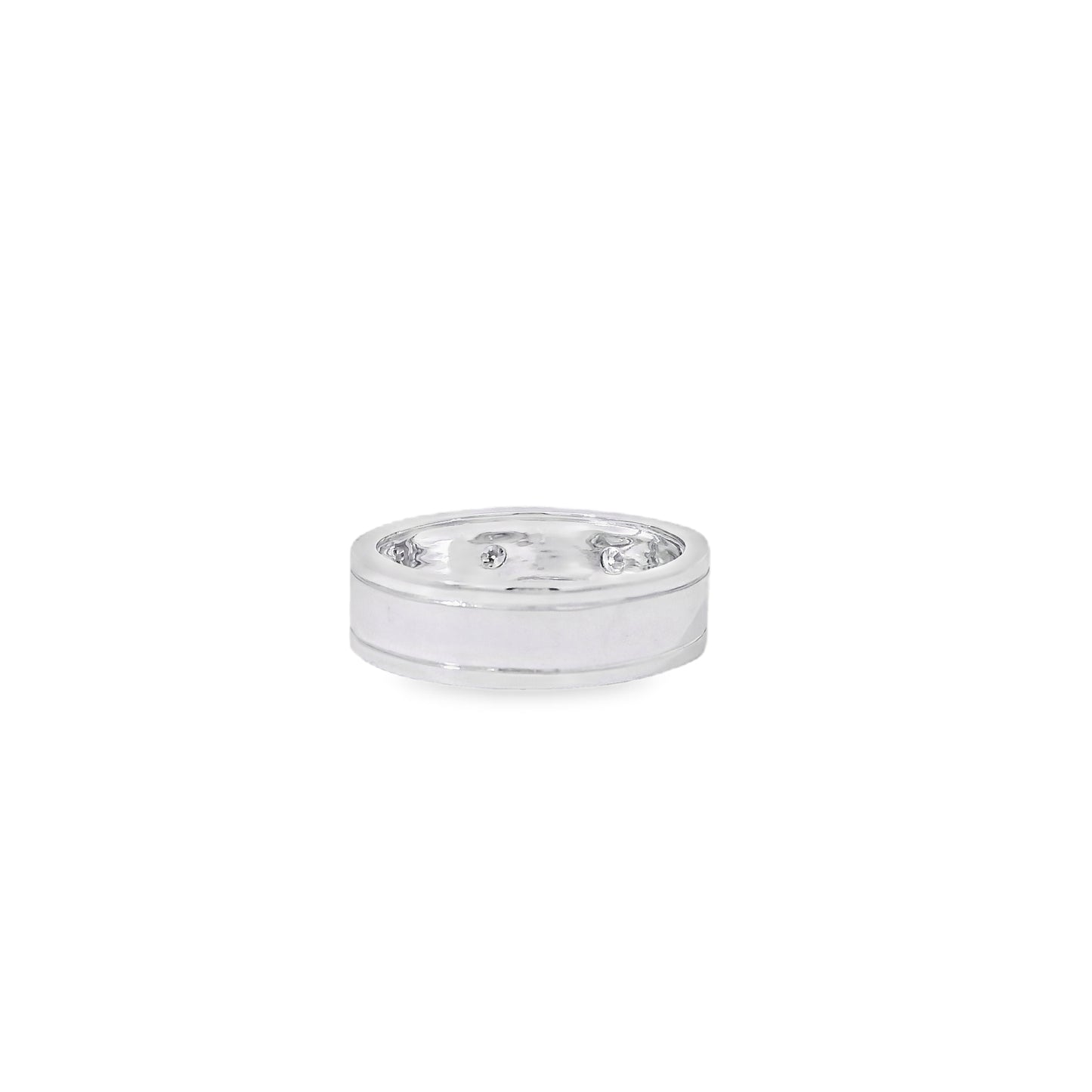 14k White Gold 0.28ctw Round Brilliant Diamond Ring Band With Sandblast