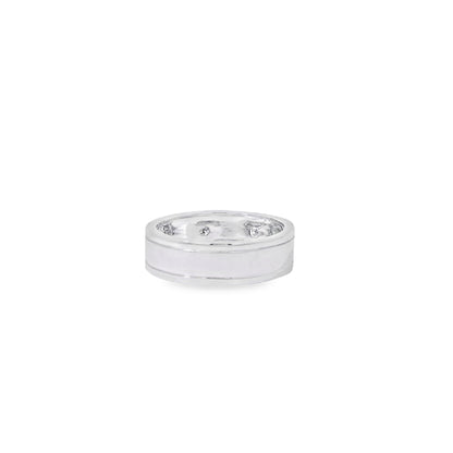 14k White Gold 0.28ctw Round Brilliant Diamond Ring Band With Sandblast