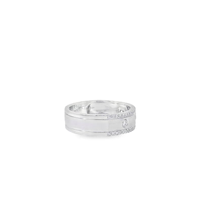 14k White Gold 0.28ctw Round Brilliant Diamond Ring Band With Sandblast