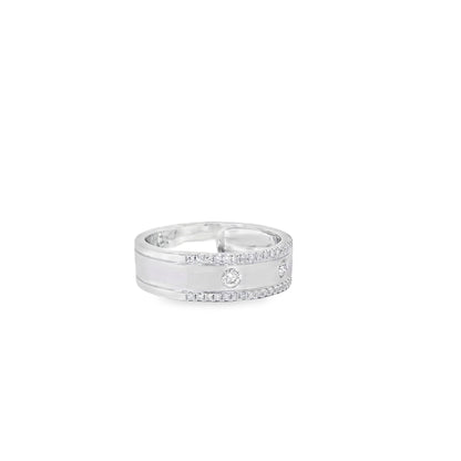 14k White Gold 0.28ctw Round Brilliant Diamond Ring Band With Sandblast
